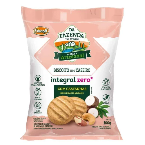 Biscoito Tapioca Com Castanhas 100g - BIOSOFT - Mercearia