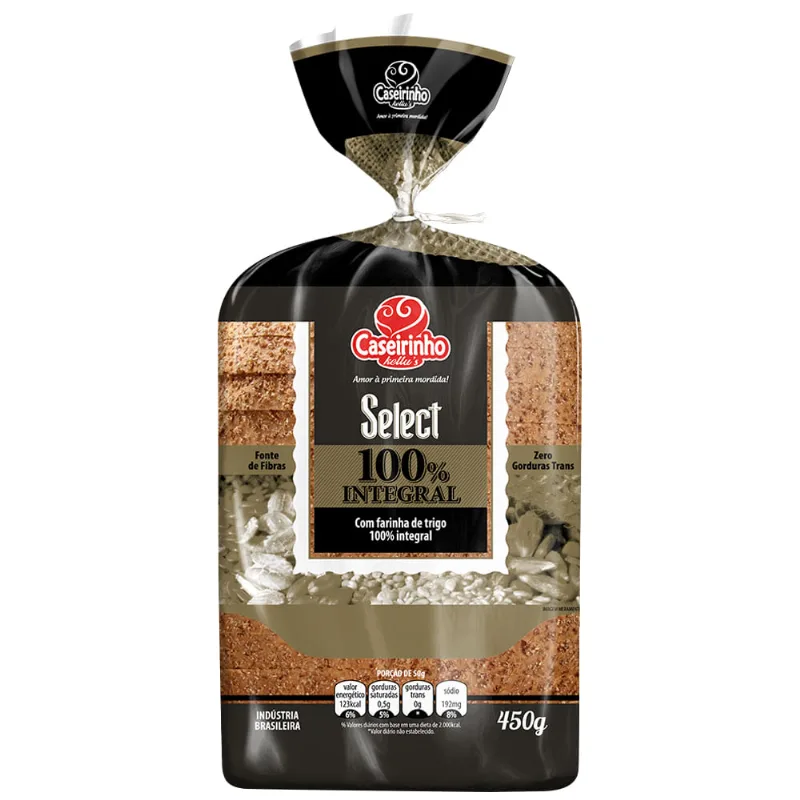 Pão Caseirinho Integral Select 100% Integral 450g