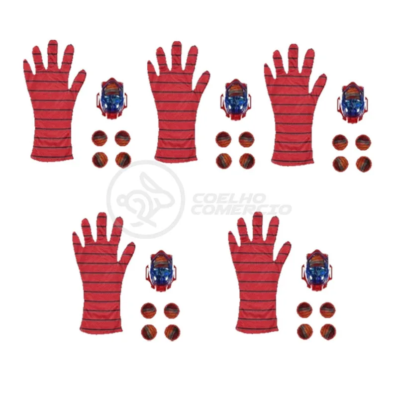 Kit 5 Luvas Brinquedo Infantil Lança Disco Homem Aranha com Som e Luz Herói Marvel Vingadores Dispencer