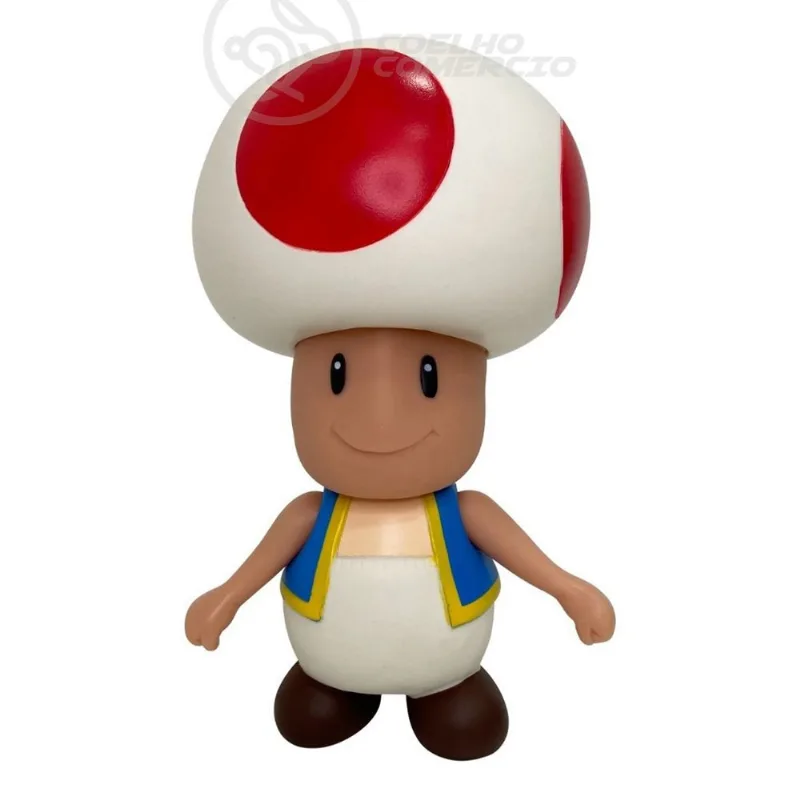 Boneco Action Figure Cogumelo Toad Articulado Grande Super Size 20cm - Mario World