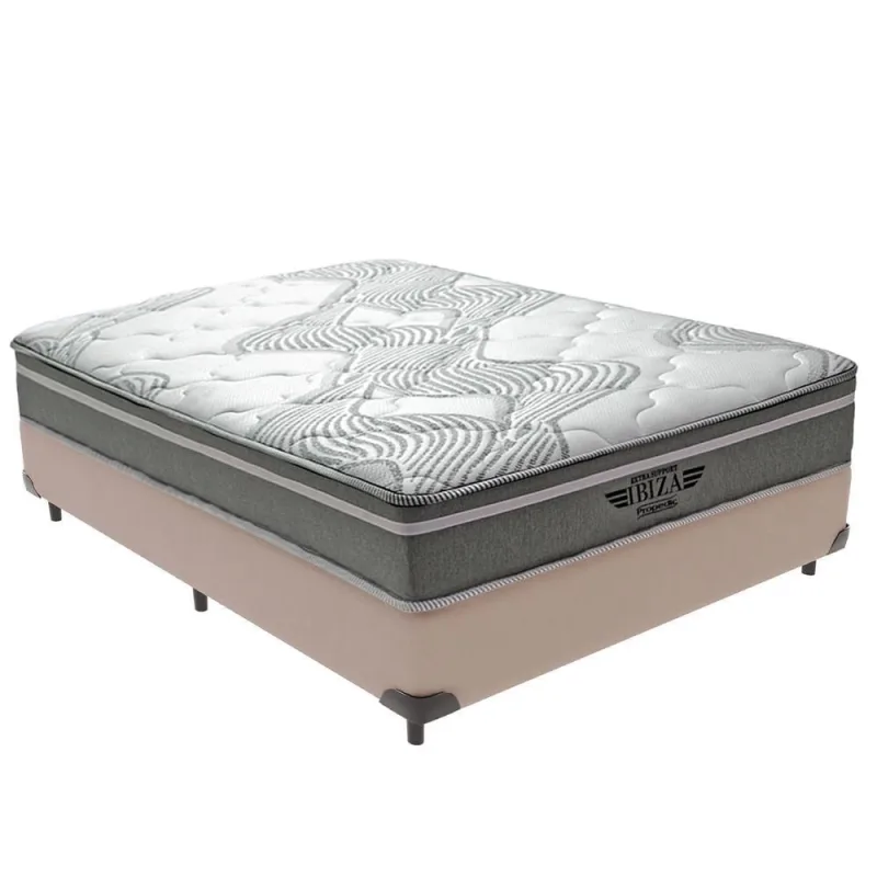 Cama Box com Colchão Viúvo Ibiza Pillow Top Molas Ensacadas Bege Vtech - vtech - Colchões