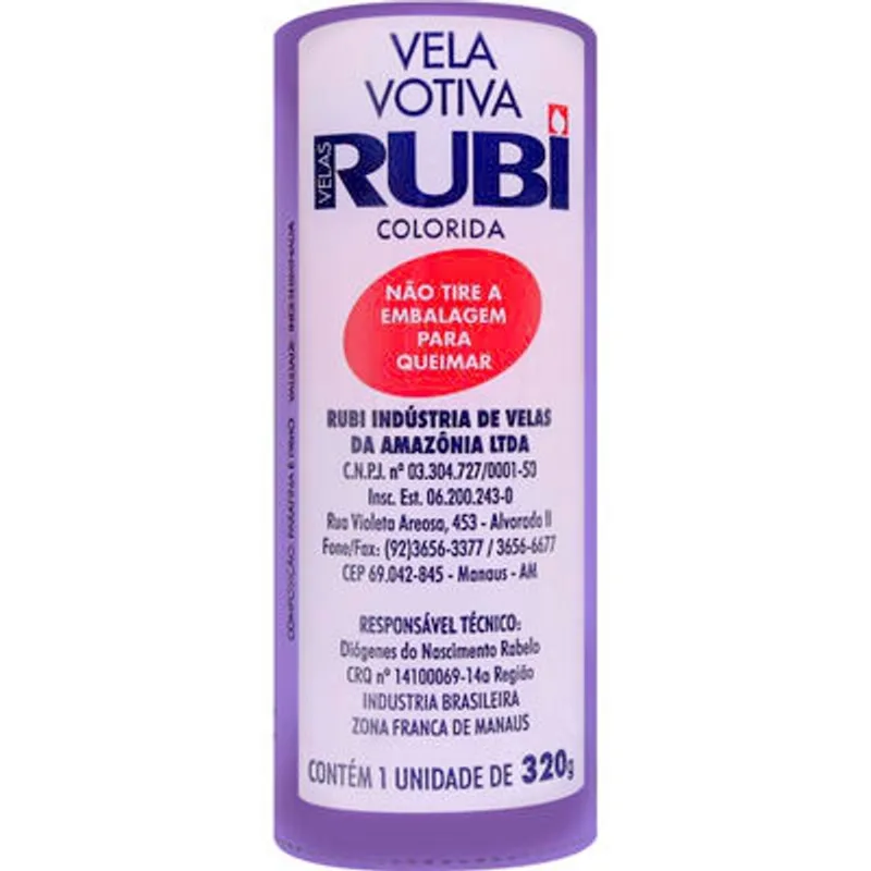 Vela Votiva Rubi Roxa 320g un