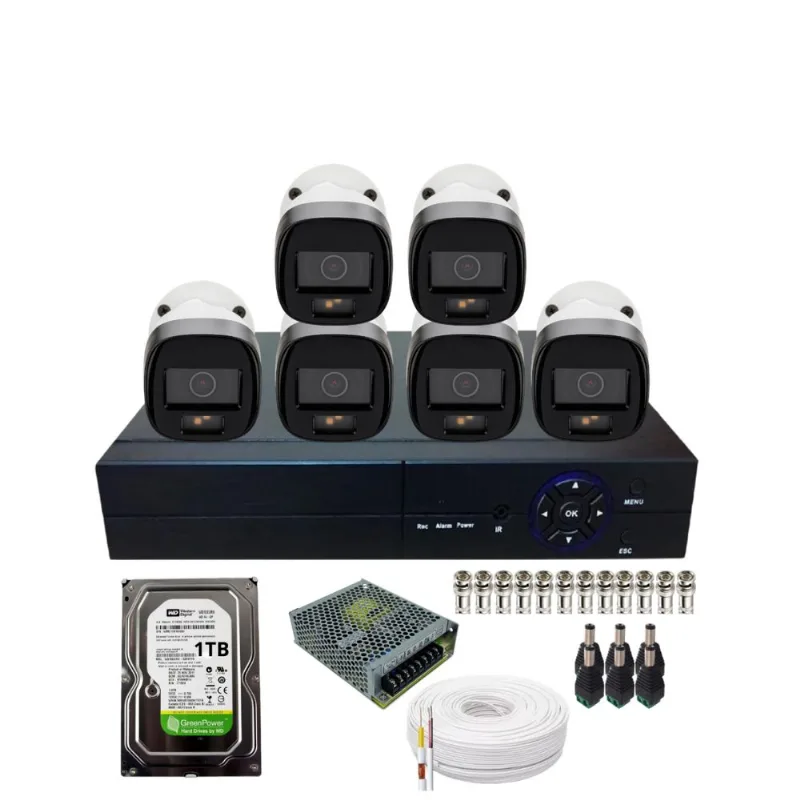 Kit Vigilância 6 Câmeras Intelbras 1220b Full Color DVR 8 Canais Alta Performance Hd 1Tb Dentro do Dvr