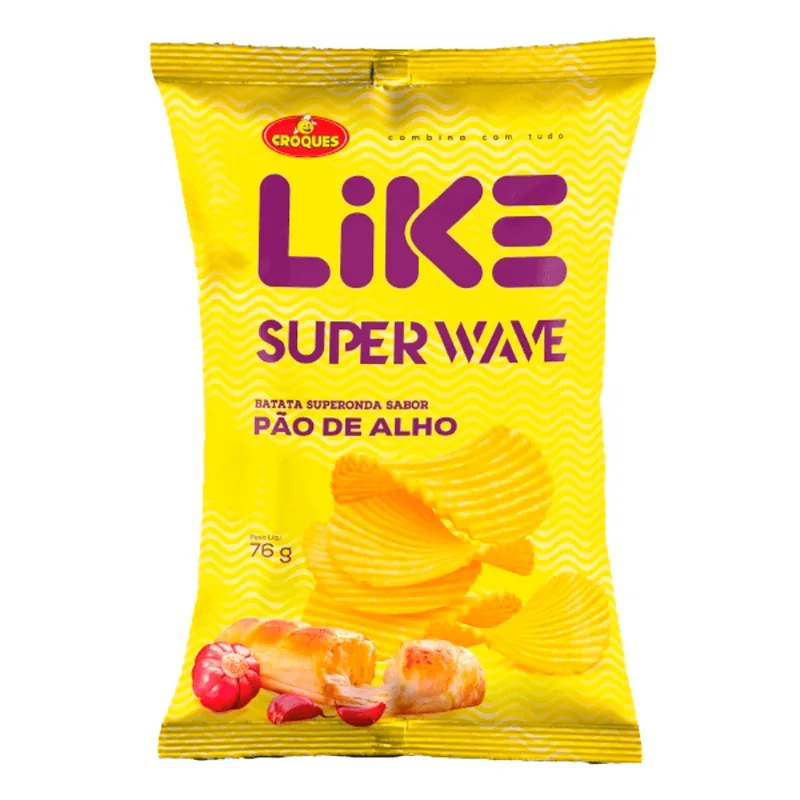Batata Croques Chips Like Super Wave Pao Alho 76g