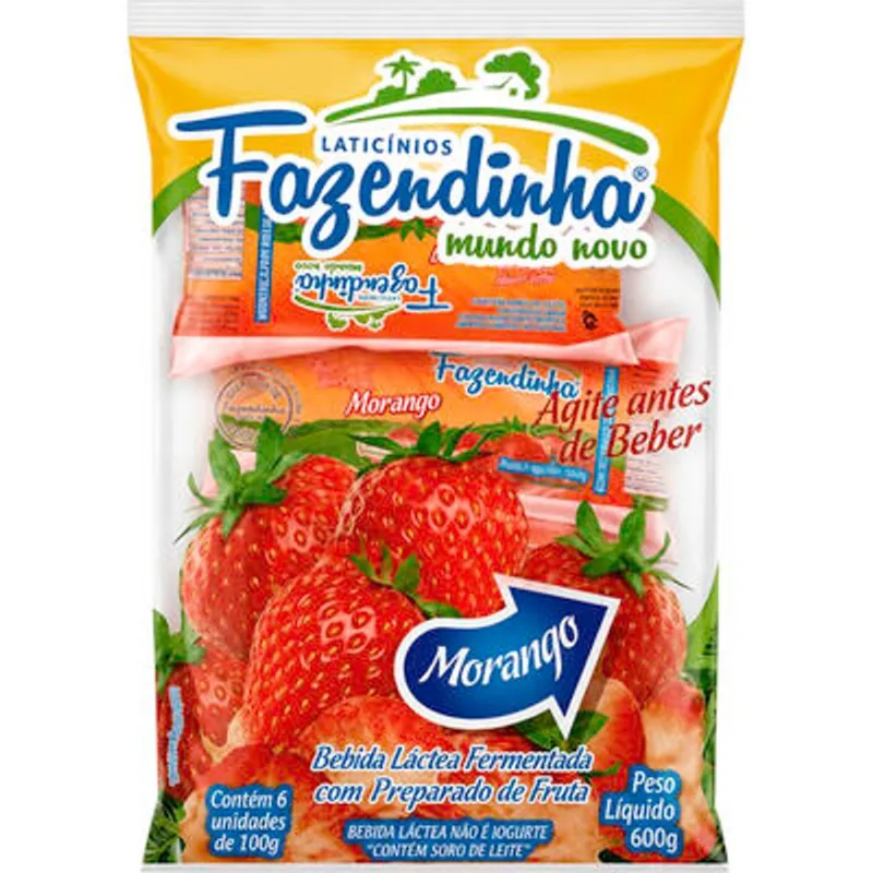 Bebida Láctea Fazendinha Morango 600g