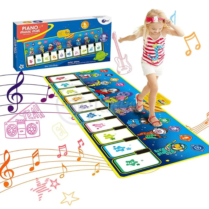Piano Music Mat Tapete Musical 110x36cm Animais Crianças Infantil Bebês 10 Teclas Musicais Touch