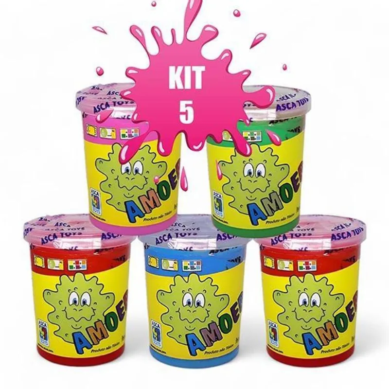 Kit 5 Amoebas Massinha Colorida Geleca De Brincar 110G