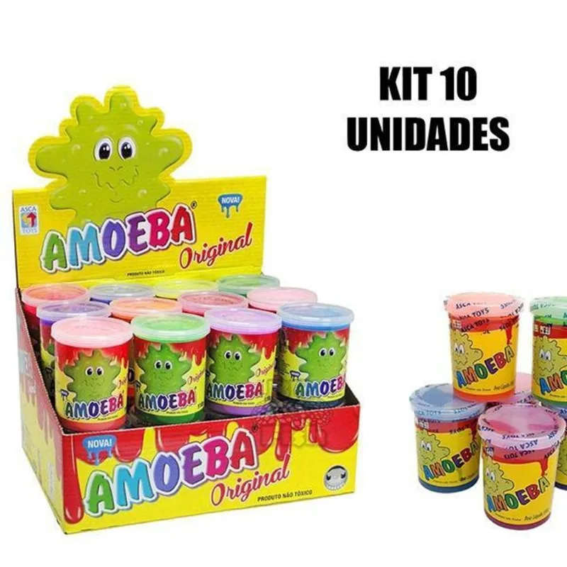 Kit 10 Amoebas Massinha Colorida Geleca De Brincar 110G