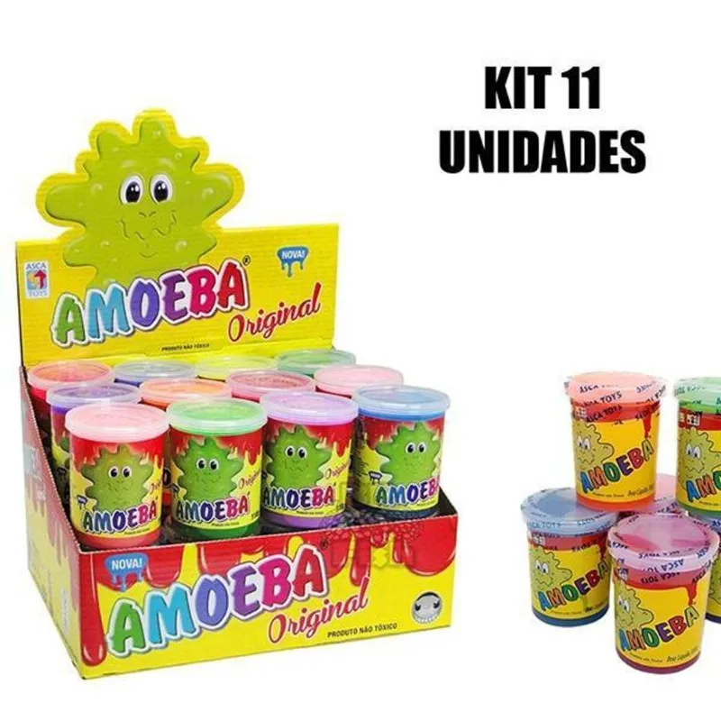 Kit 11 Amoebas Massinha Colorida Geleca De Brincar 110G