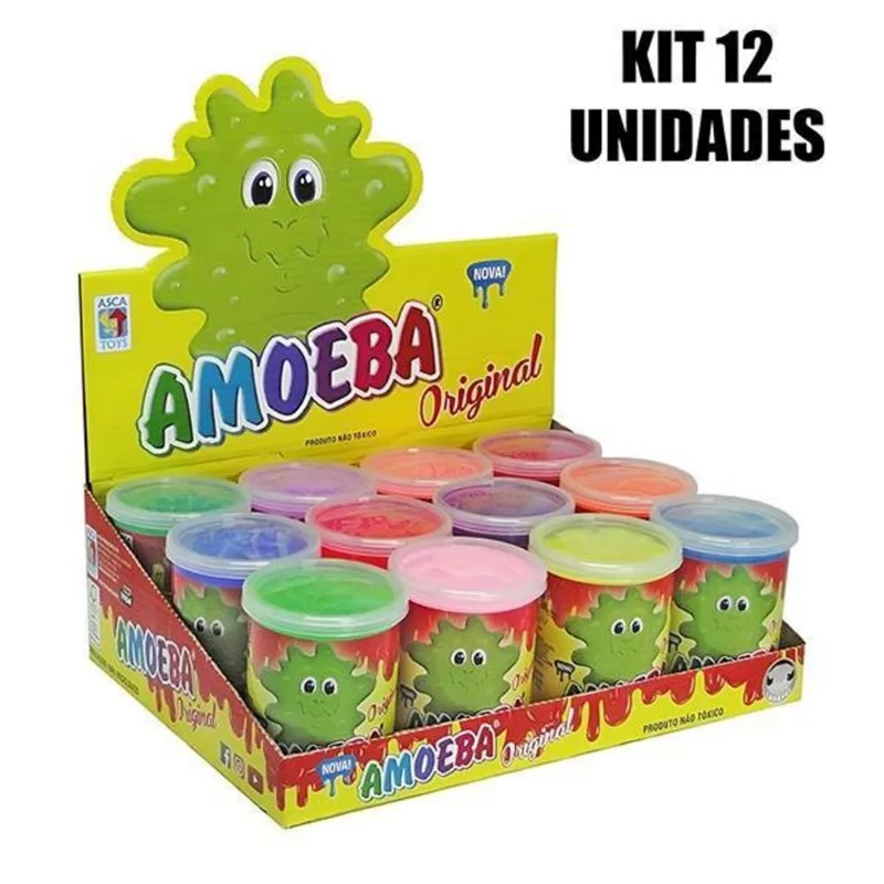 Kit 12 Amoebas Massinha Colorida Geleca De Brincar 110G
