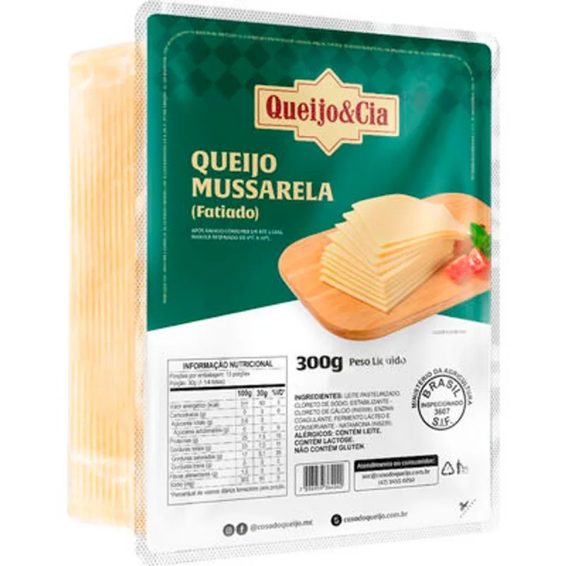 Queijo Mussarela Queijo & Cia Fatiado 300g