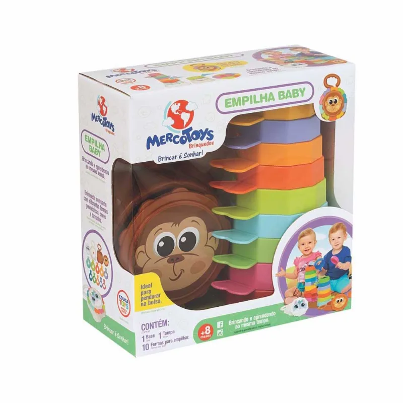 Torre De Empilhar Infantil Empilha Baby Macaco Mercotoys