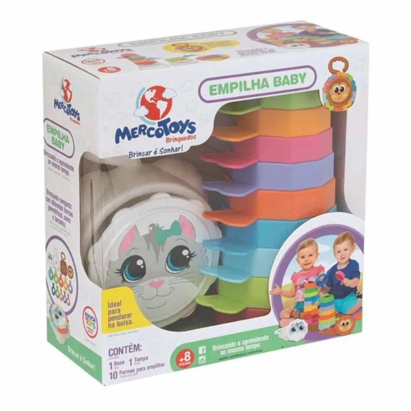 Torre de Empilhar Infantil Empilha Baby Gatinho - Mercotoys