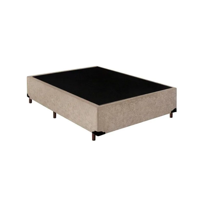 Cama Box Casal Extremo Reforçado Suede Bege Homequeen 138CM - OUTRAS - Colchões