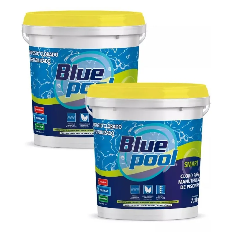Kit 2 Cloro para Piscina Granulado Bluepool Multilacao 7,5kg