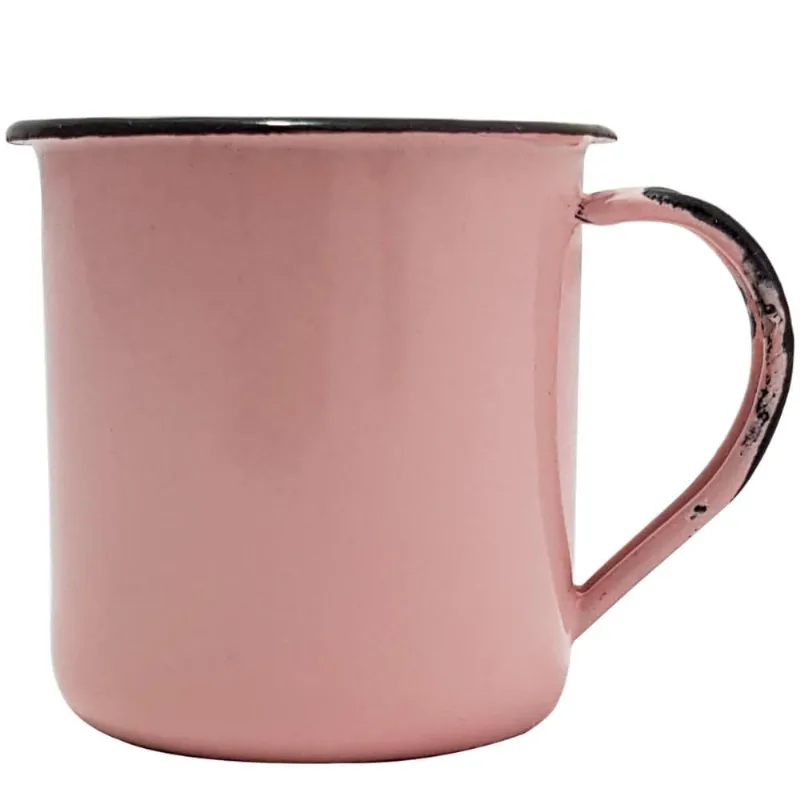 Caneca Xícara de 70ml Chá Café Esmaltadas Agata Cozinha Rosa