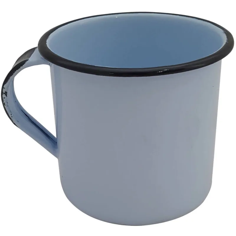 Caneca Esmaltada Xícara de Café Chá 400ml Caneca Agata Caneca Branca Azul Claro - Não Disponível - Utilidades Domesticas