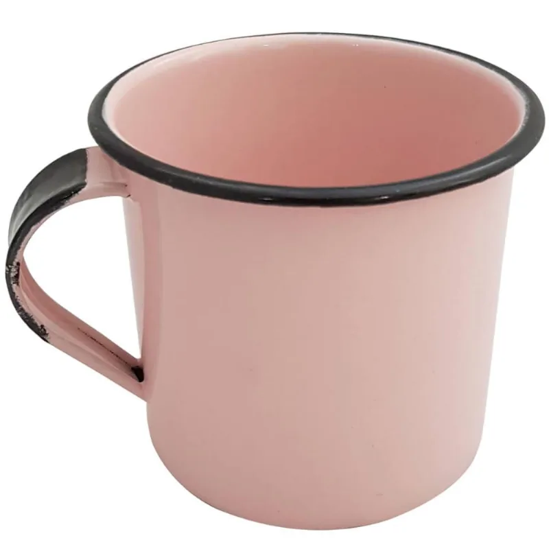 Caneca Esmaltada Xícara de Café Chá 400ml Caneca Agata Rosa
