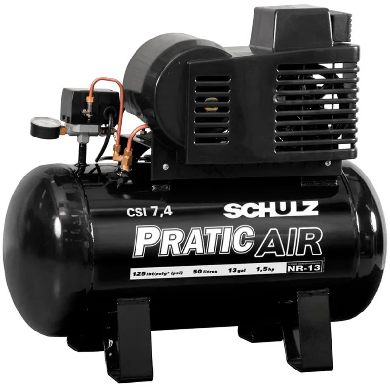 Compressor de Ar Pratic Air 7,4 Pés 50L Monofásico Schulz CSI7,4/50 220V - 921.3509-0