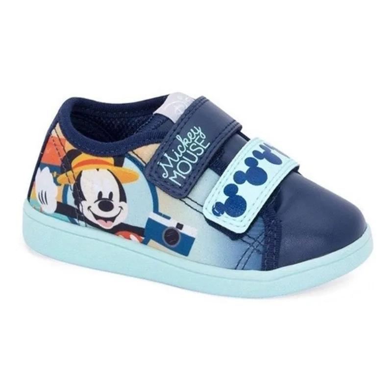 Tênis Infantil Masculino Mickey Mouse Velcro Disney Nº27 Cor Azul - Sugar Shoes