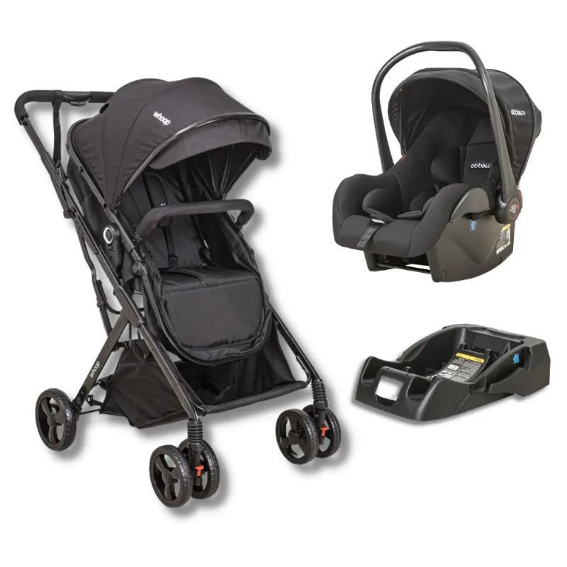 Carrinho de bebe vox preto + bebe conforto + base - kiddo