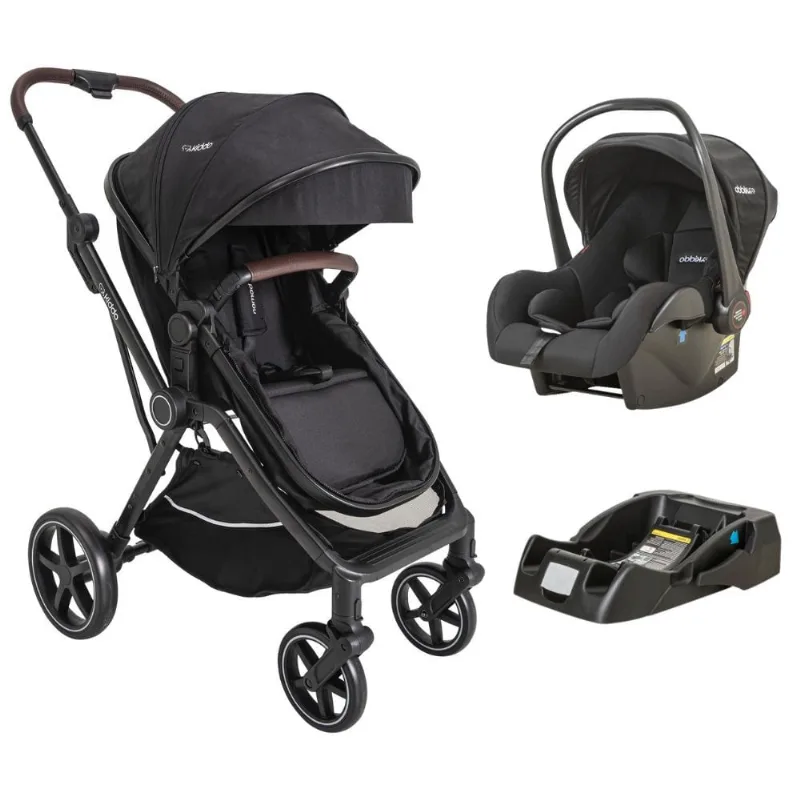 Carrinho de bebe nomad preto + bebe conforto casulo (415NPP) + base - KIDDO7896895355256