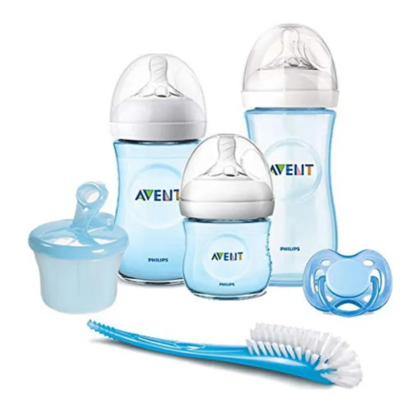 Kit Avent Petala Azul 6Pçs Mamadeira Dosador Escova Chupeta