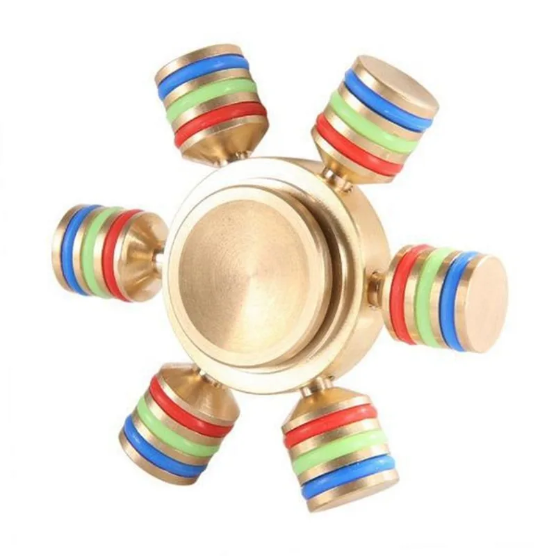Hand Spinner Ferro Pesado Dourado 6 Pontas Hexagonal Fidget