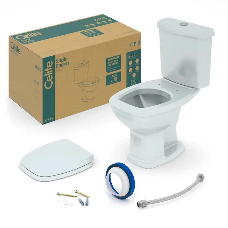 Conjunto Acoplado com Acionamento Duplo 3 ou 6 Litros e Kit de Instalação Fit Plus Branco - 1667230010300 - Celite