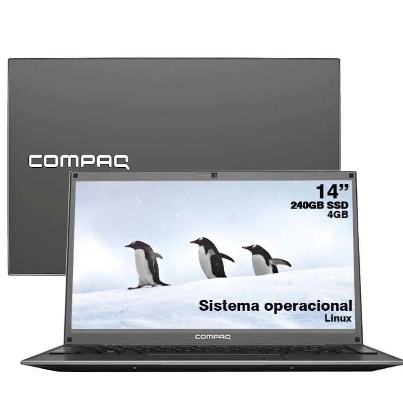 Notebook Compaq Presario 427 14 Pol HD Pentium N3700 SSD 240GB 4GB Linux Debian 10 - Cinza 4280