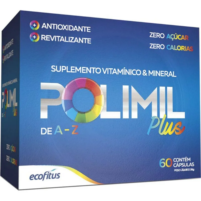 Polimil Plus A-Z 60 Cápsulas Suplemento Vitamínico e Mineral Ecofitus