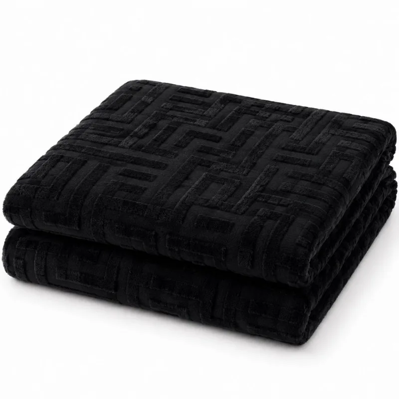 Manta Casal Brushed Flannel 180x220cm 100% Poliéster Tessi Preto