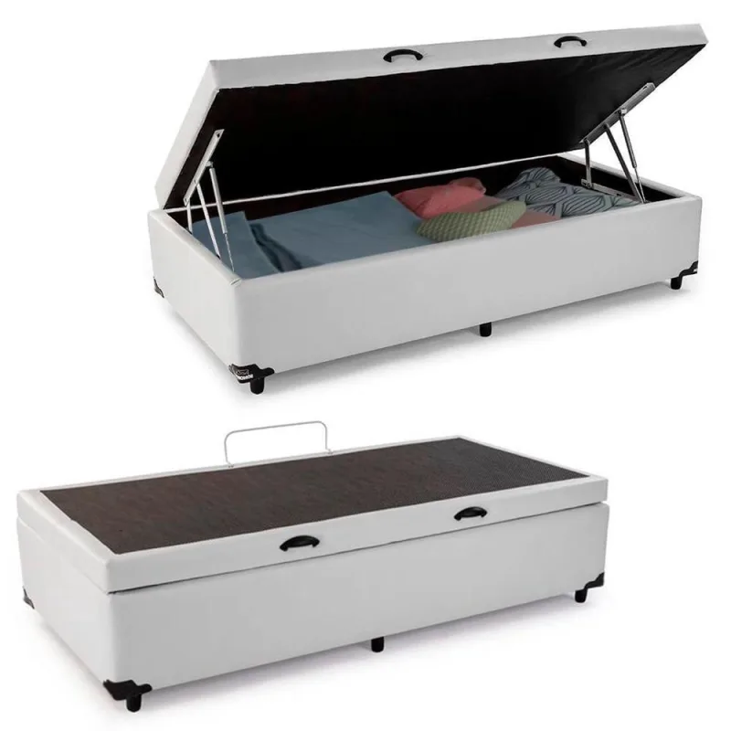 Cama Box Baú Solteiro Sintético Serene Branco 88x188x44 - Serene - Colchões