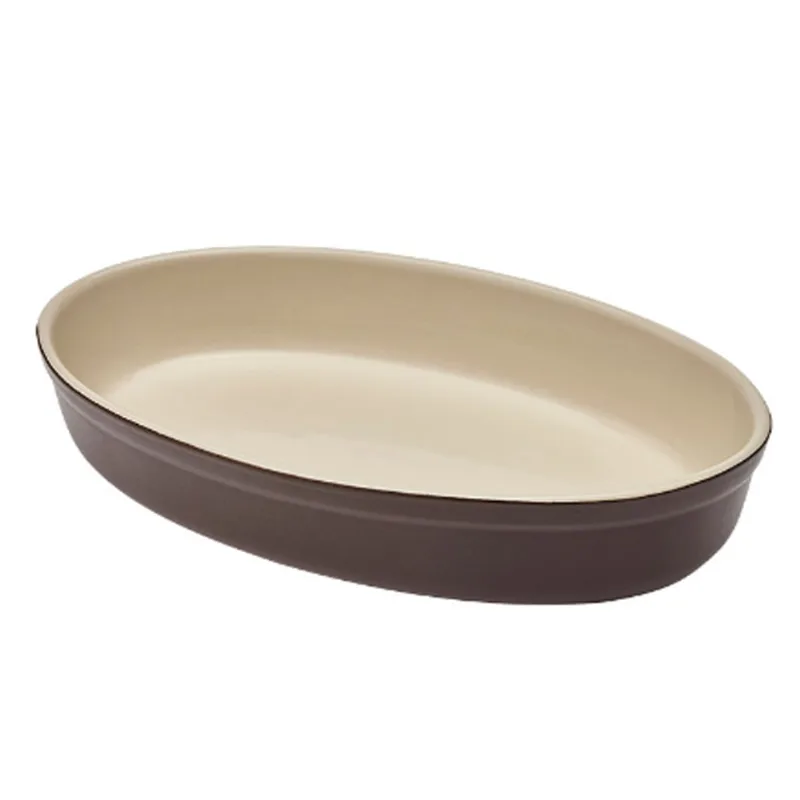 Travessa oval em cerâmica Viana Grés 36cm marrom