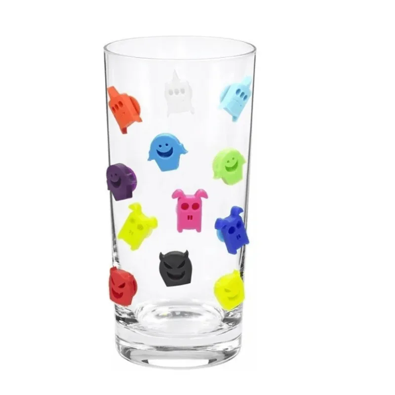 Kit 12 Marcadores de Taça Vinho Copo Ventosa Silicon Monster