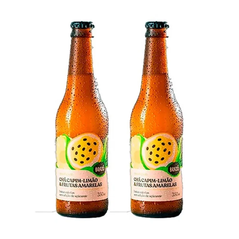 Kit 2X: Chá de Capim Limão com Frutas Amarelas Gaseificado Brazô 350ml
