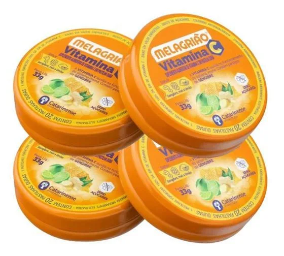 Kit 4 Pastilhas Melagrião Gengibre E Hortelã 20 Unidades - Não Informado