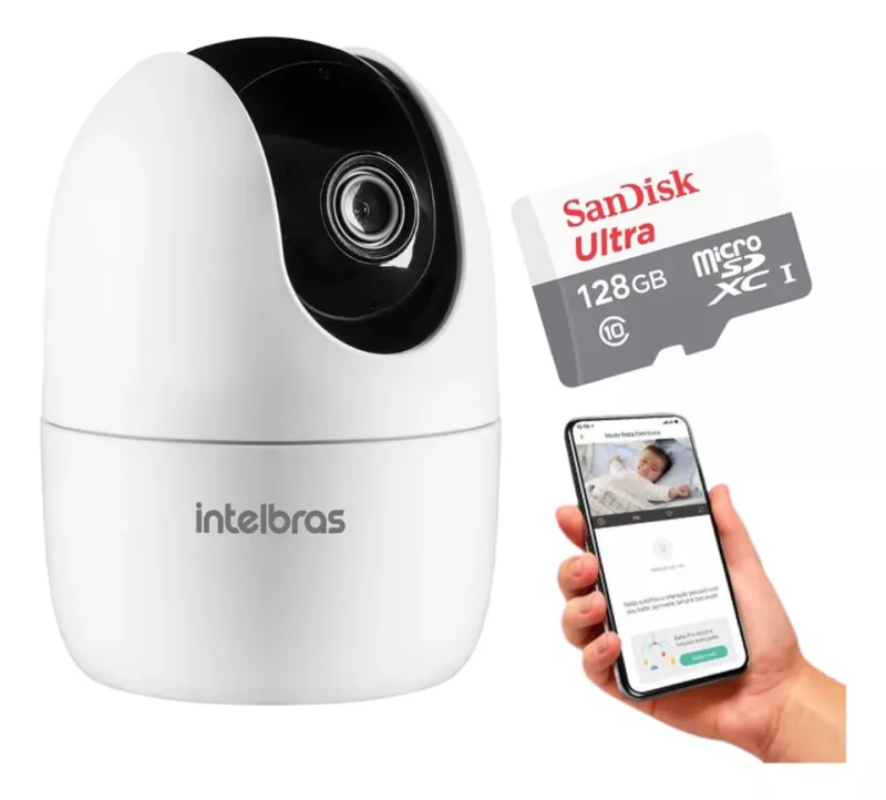 Câmera Ip 360° Full Hd Im4 Mibo Intelbras + Sd 128gb Ultra - Intelbras - Câmeras E Drones