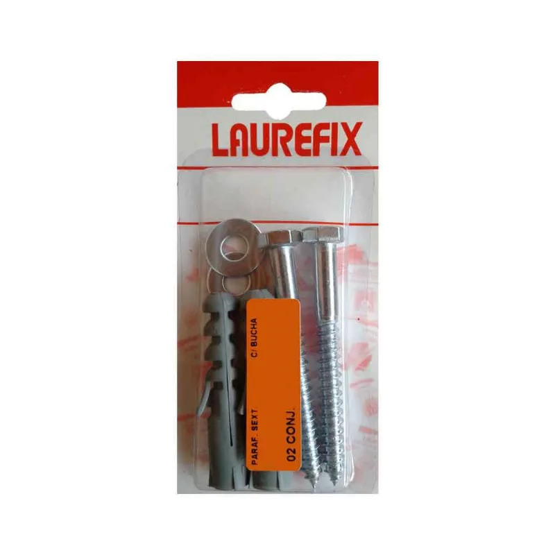 Parafuso cabeça sextavada 1/4x65 com bucha 10mm 2 unidades Laurefix