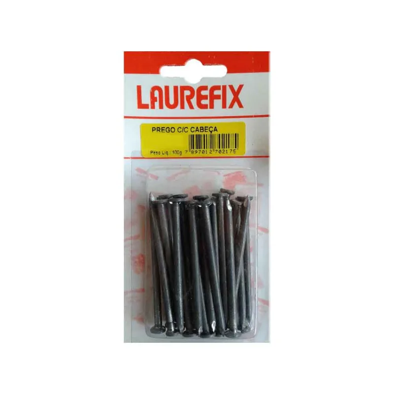 Prego com cabeça de aço carbono polido 12x12mm 50 gramas cinza escuro Laurefix