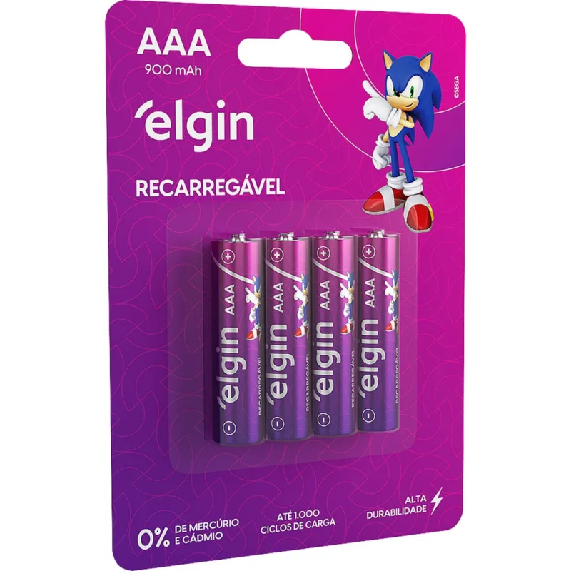 Pilha Recarregável Palito (aaa), 4 Peças, Ele000000082169 Elgin - Elgin - Casa E Construção