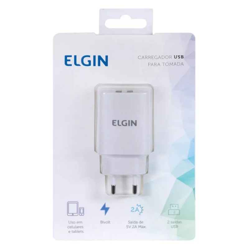 Carregador De Parede Elgin 27597 2 USB 5V 2.1A Bivolt (MP)