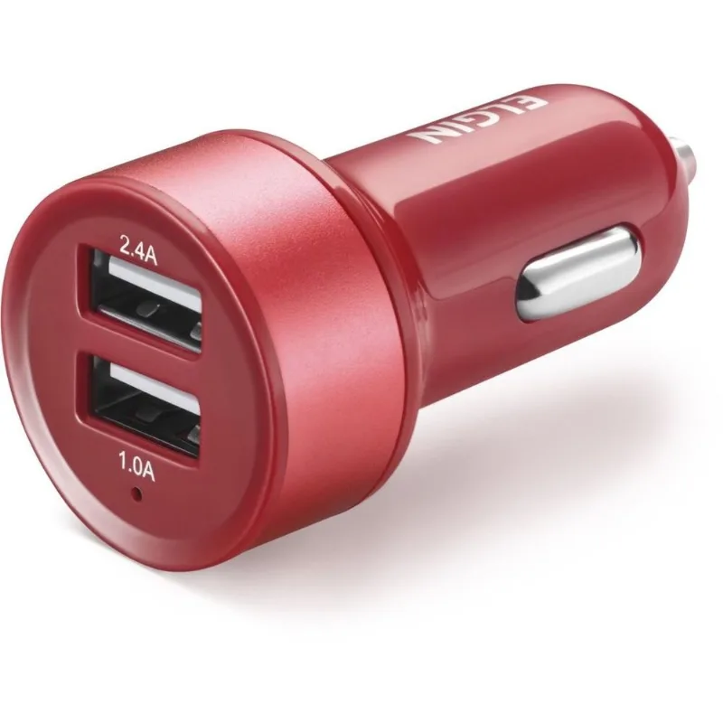 Carregador De Celular Veicular Entrada 12v 2 Saídas Vermelho Elgin - Elgin