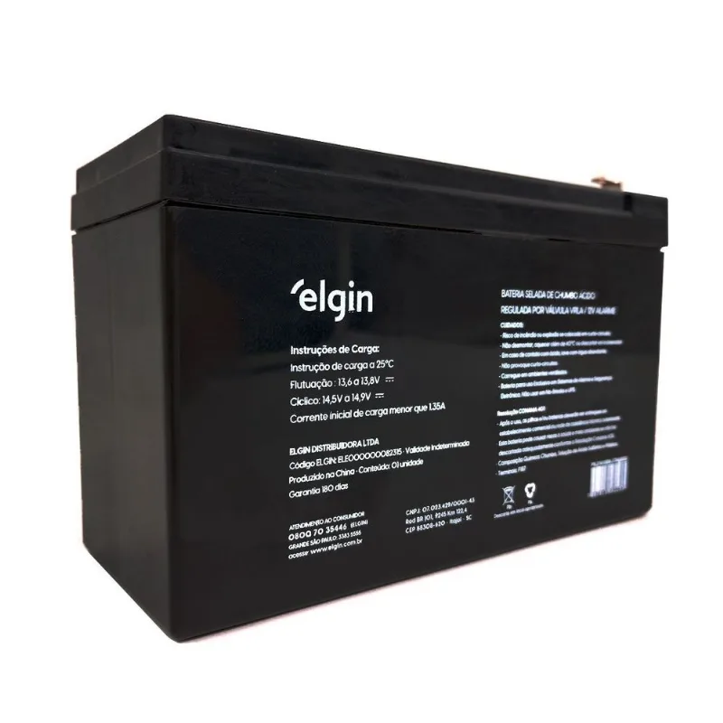 Bateria Selada Elgin, Alarf1, P/ Seguranca, Alarme, Iluminacao 12V 7Ah - Ele000000082315