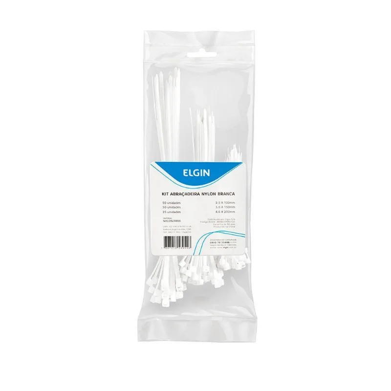Kit De Cinta Abracadeira Em Nylon Pacote Com 125 Unidades Branca