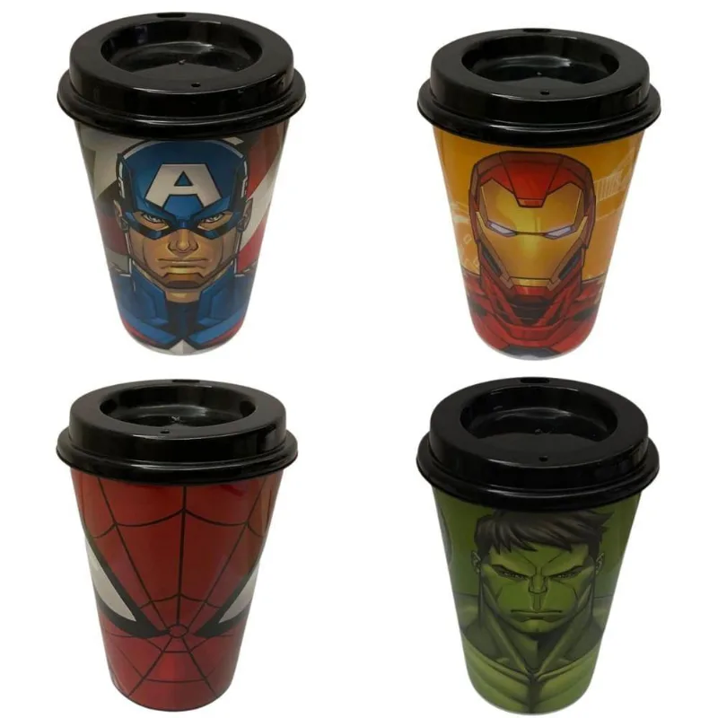 Kit 4 Copos para Café 320ml com Tampa Avengers