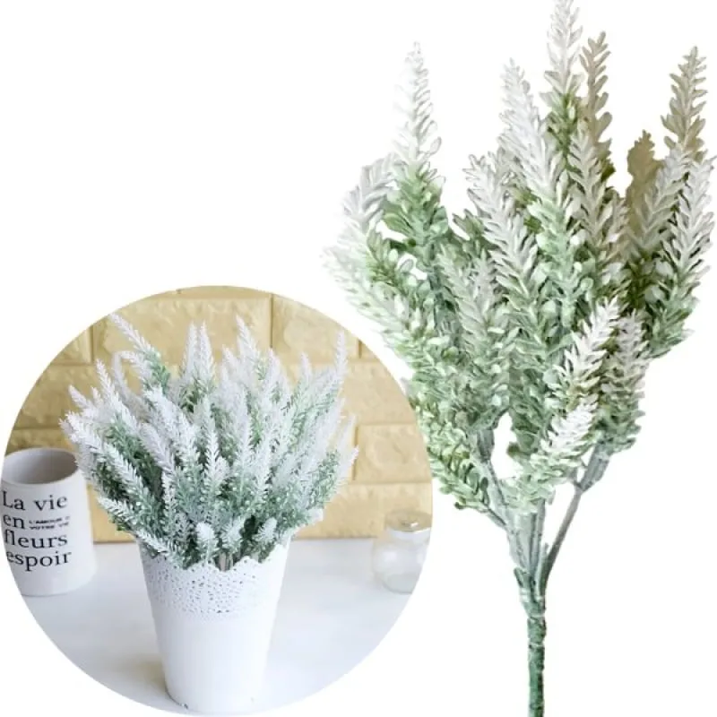 10 Ramos Planta Lavanda Branca Artificial Com 35 Folhas 40cm - Genérico - Casa E Construção