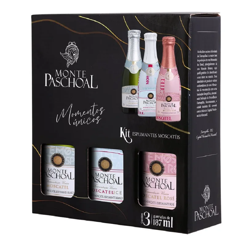 Kit Espumante Monte Paschoal Moscatel 187ml C/3