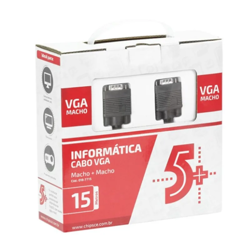 Cabo Vga 15m: Adaptável A Diferentes Dispositivos