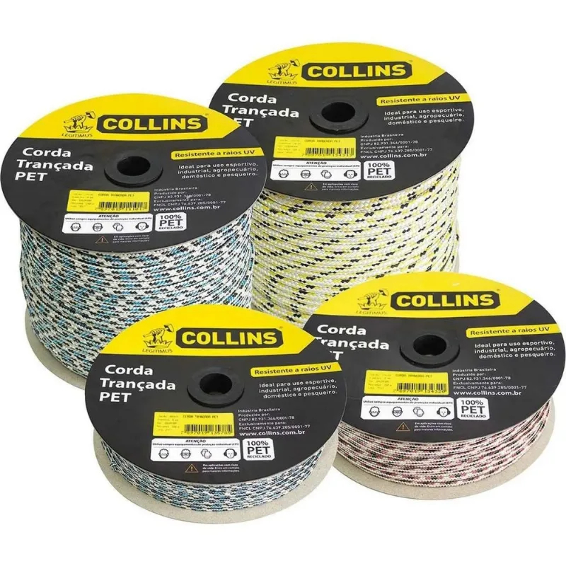 Corda Pet Trançada Verde Collins Em Rolo 8mm X 240m